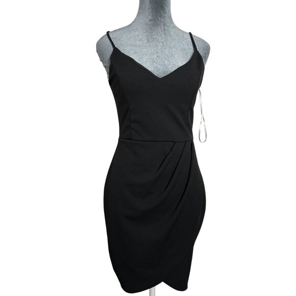 NWT Lulus Black Sleeveless Wrap Dress Black Medium Womens Elegant Evening Dress - Picture 3 of 13